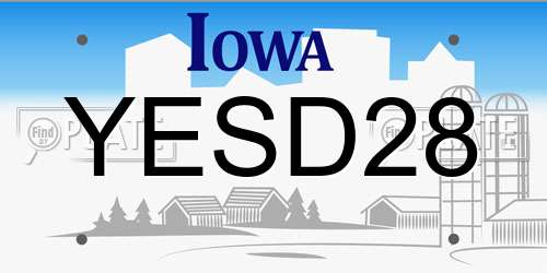 YESD28 Iowa License Plate