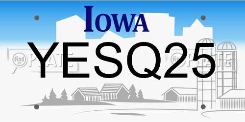 YESQ25 Iowa License Plate