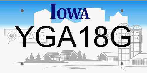 YGA18G Iowa License Plate