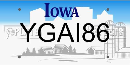 YGAI86 Iowa License Plate