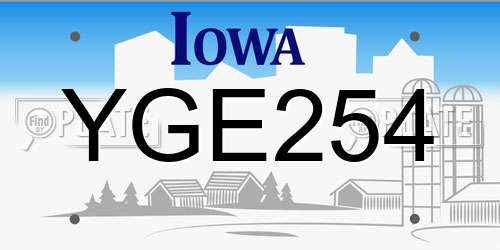 YGE254 Iowa License Plate