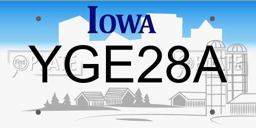 YGE28A Iowa License Plate