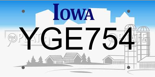 YGE754 Iowa License Plate
