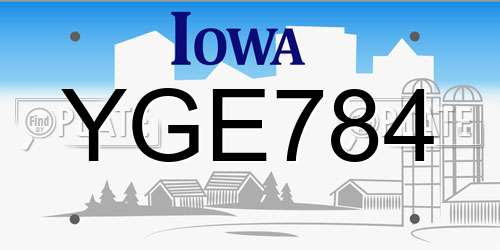 YGE784 Iowa License Plate
