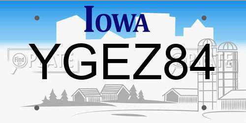 YGEZ84 Iowa License Plate