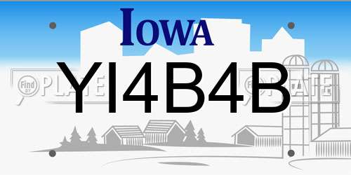 YI4B4B Iowa License Plate