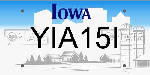 YIA15I Iowa License Plate
