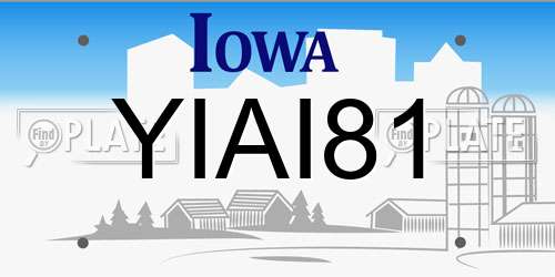 YIAI81 Iowa License Plate