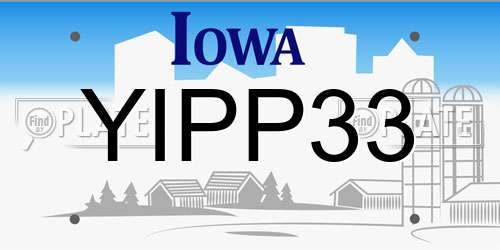 YIPP33 Iowa License Plate