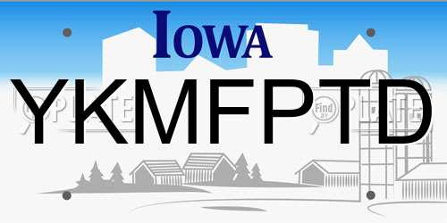 YKMFPTD Iowa License Plate