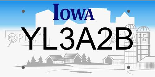 YL3A2B Iowa License Plate
