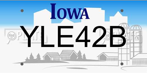 YLE42B Iowa License Plate