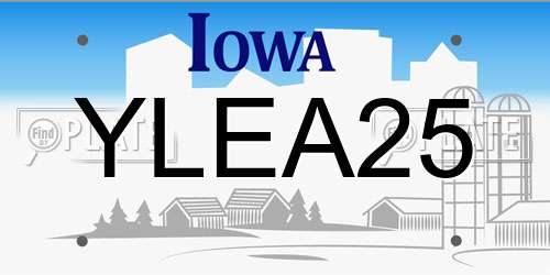 YLEA25 Iowa License Plate