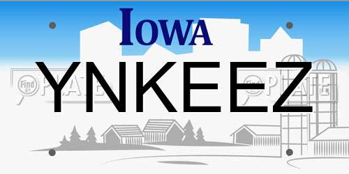 YNKEEZ Iowa License Plate