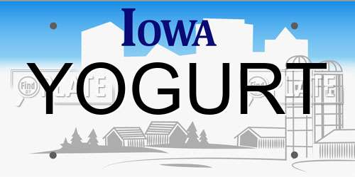 YOGURT Iowa License Plate
