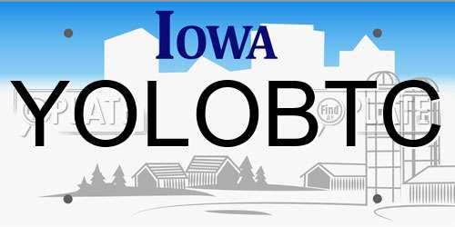 YOLOBTC Iowa License Plate