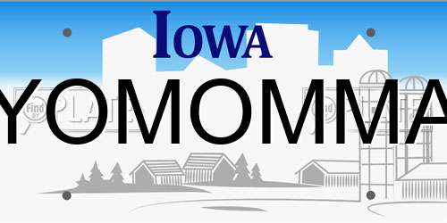YOMOMMA Iowa License Plate