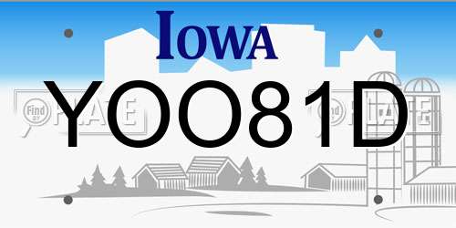 YOO81D Iowa License Plate