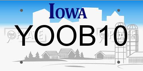 YOOB10 Iowa License Plate