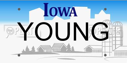 YOUNG Iowa License Plate
