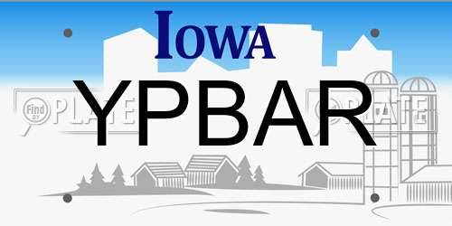 YPBAR Iowa License Plate