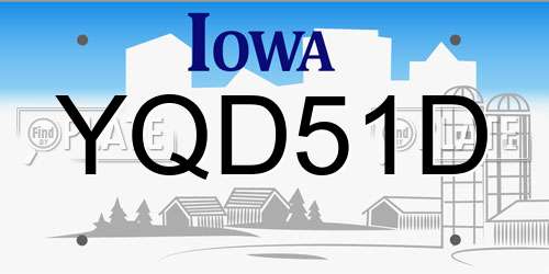 YQD51D Iowa License Plate