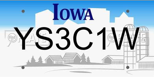 YS3C1W Iowa License Plate