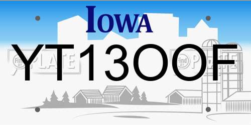 YT13OOF Iowa License Plate