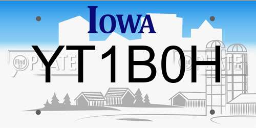 YT1B0H Iowa License Plate