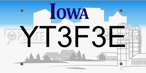 YT3F3E Iowa License Plate