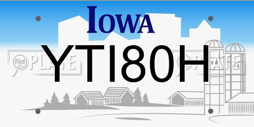 YTI80H Iowa License Plate