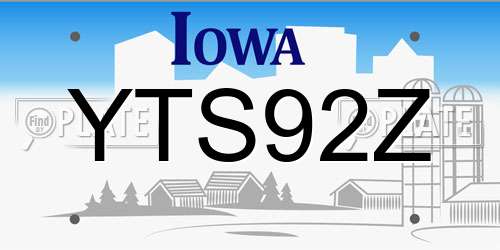 YTS92Z Iowa License Plate