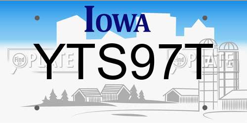 YTS97T Iowa License Plate