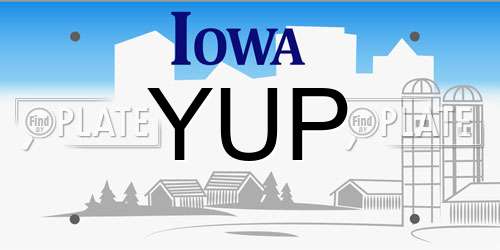 YUP Iowa License Plate