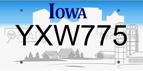 YXW775 Iowa License Plate