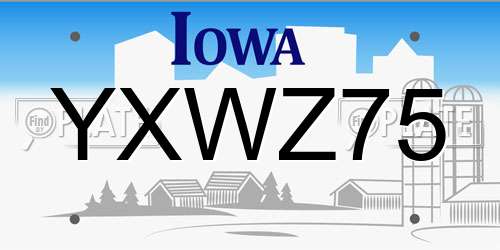 YXWZ75 Iowa License Plate