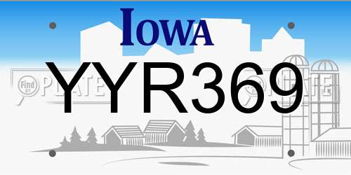 YYR369 Iowa License Plate