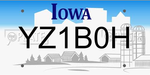 YZ1B0H Iowa License Plate