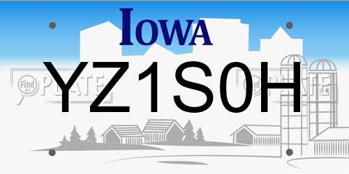 YZ1S0H Iowa License Plate