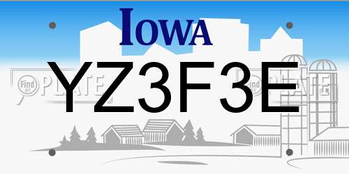 YZ3F3E Iowa License Plate