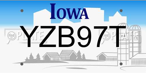 YZB97T Iowa License Plate