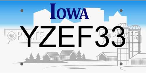 YZEF33 Iowa License Plate