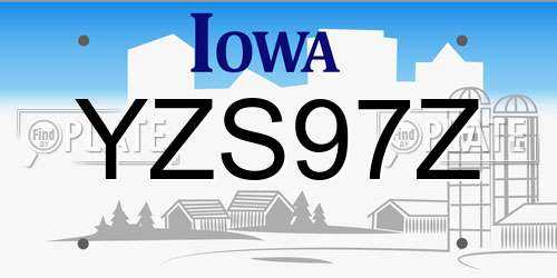 YZS97Z Iowa License Plate