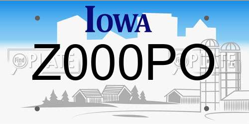 Z000PO Iowa License Plate