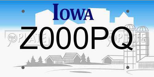 Z000PQ Iowa License Plate