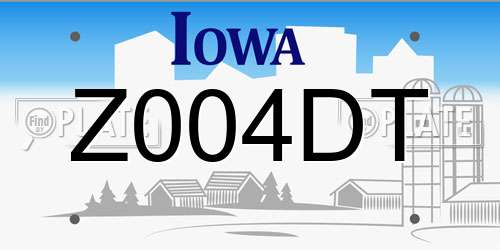 Z004DT Iowa License Plate