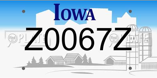Z0067Z Iowa License Plate