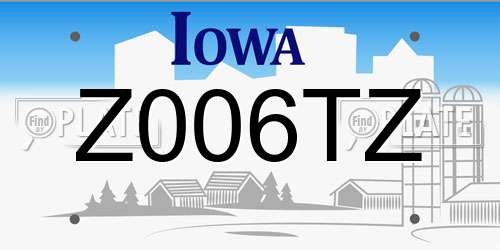 Z006TZ Iowa License Plate