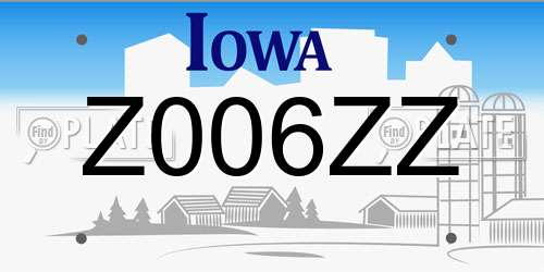 Z006ZZ Iowa License Plate