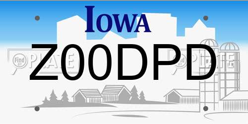 Z00DPD Iowa License Plate